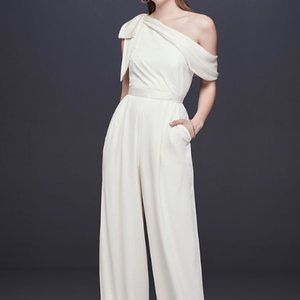 NWT DB Studio One-Shoulder Wedding Jumpsuit Size 12